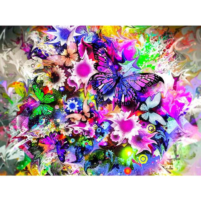DIY 5D Diamant Malerei Schmetterling Blume voller runder Strass Tier Mosaik Kreuzstich
