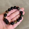 Natural Obsidian Pixiu Bracelet With Tiger Eye Beads Handmade Boho Chic Unisex Jewelry Daily Wear