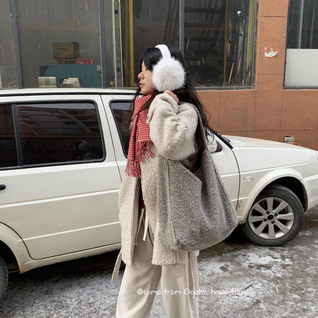 Sonntag Samttasche - Schulter-Tote mit großem Fassungsvermögen für Herbst & Winter, Mutter-und-Kind einfarbige Umhängetasche.