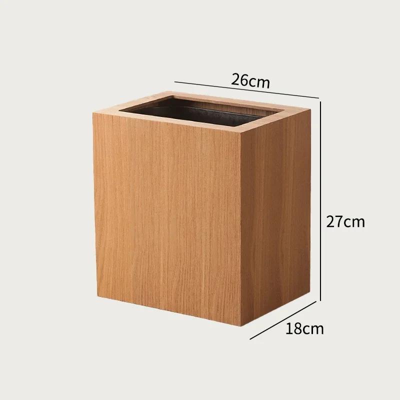 Creative Wooden Trash Can Rectangular Simple Garbage Can Home Wastebasket Bathroom Bin Kitchen Waste Storage Bins Cleaning Tools