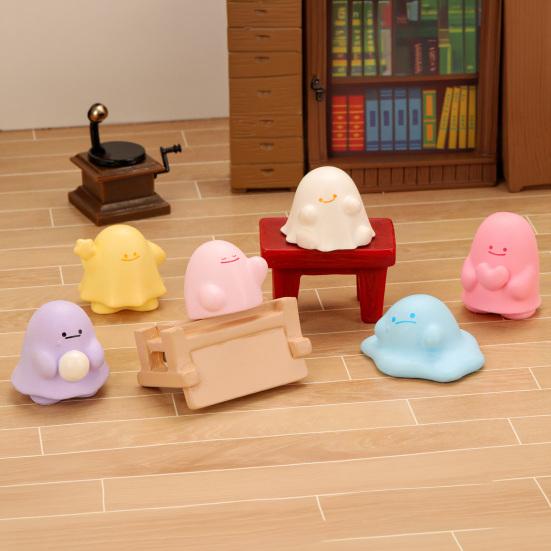 Micro Landscape Ornament with Macaron Colors Cute Ghost Shapes Dollhouse Decoration for DIY Scenes And Workstations