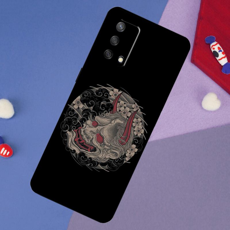 Japanese Oni Hannya Demon Mask Case For OPPO A98 A78 A58 A18 A96 A76 A16 A15 A17 A77 A5 A9 A74 A94 A52 A72 A53S A54S A57S