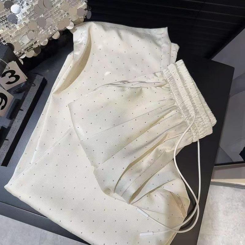 Women Wide Leg Pants Fashion Drawstring Pants Casual Trousers