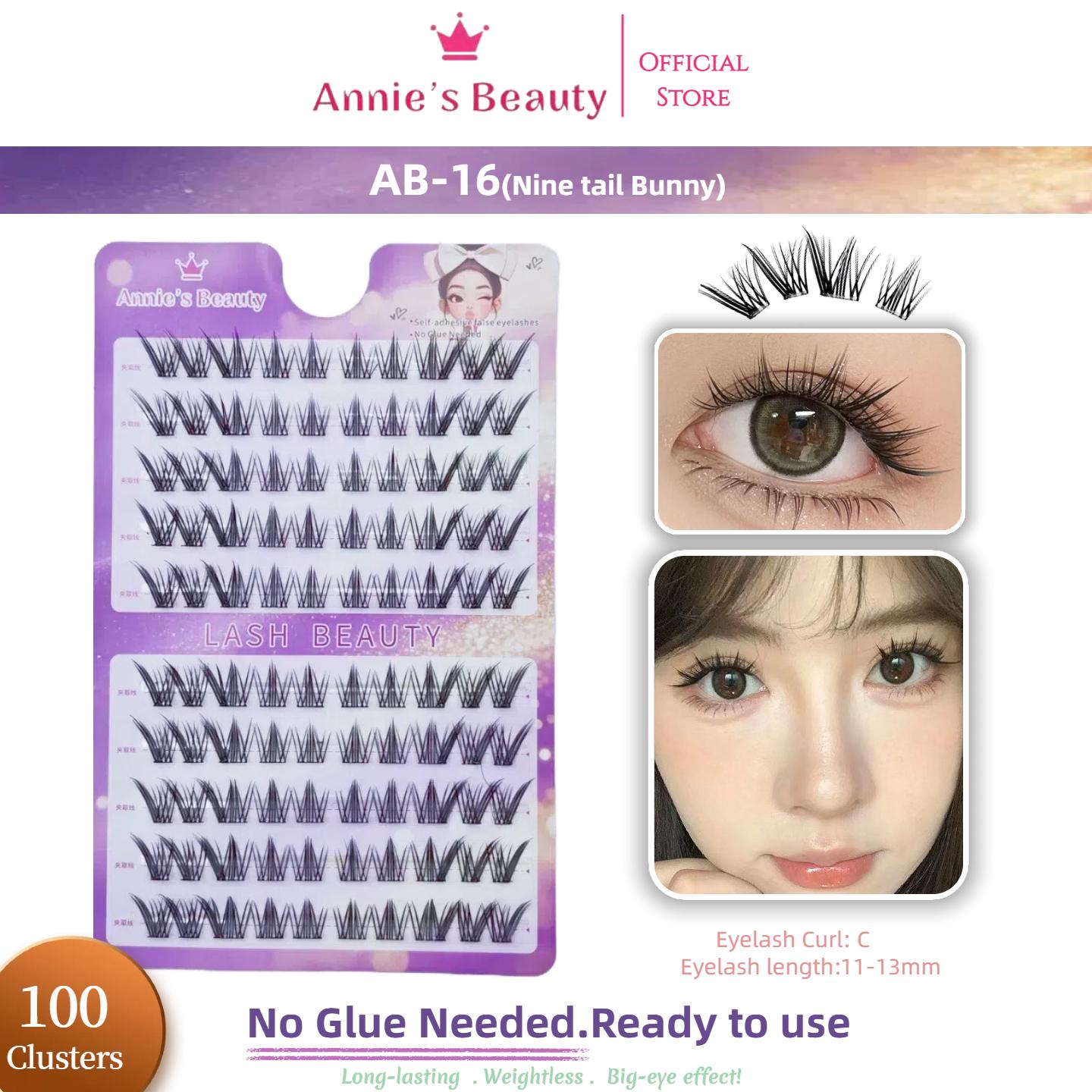 

100-240 Пучковые самоклеящиеся накладные ресницы, без клея, 11-16 мм, C+ изгиб, многоразовые, долговечные, водостойкие, ветроустойчивые, ленивые одинарные пучковые ресницы AB-13