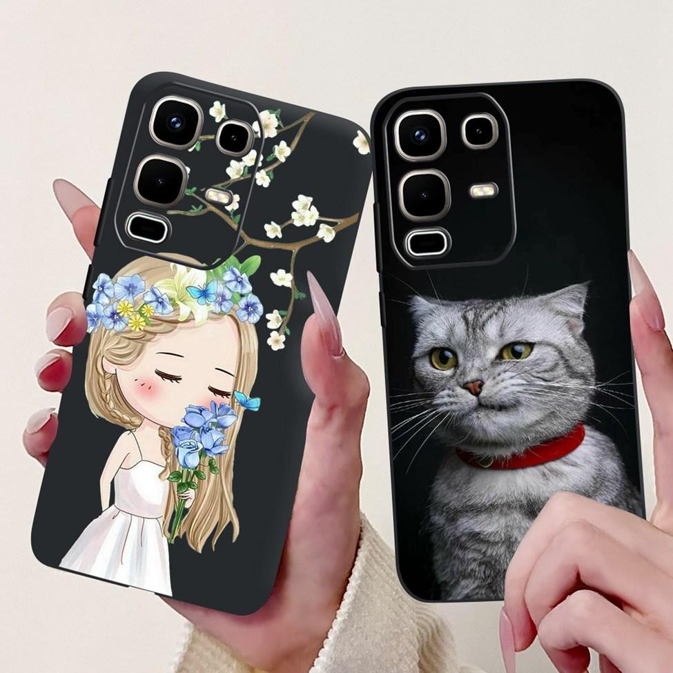 Per Infinix Note 50s X6870 Cover Posteriore Per Infinix Note 50s 5G Custodia Silicone Moda Lusso Fiori Gatto Carino Dipinto Divertente Paraurti