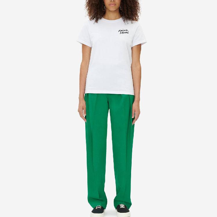 Maison Kitsune FW22 Solid Logo Print Crew Neck Casual Short Sleeve T-Shirt Women Tops White IW00131KJ0035-P100