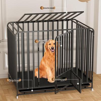 Großer Indoor-Hundekäfig für mittlere Rassen mit Toilettentrennung - Ideal für Golden Retriever und Labradore