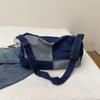 Damen-Umhängetasche mit Farbblock-Muster, Denim-Umhängetasche, große Kapazität, Unterarmtasche