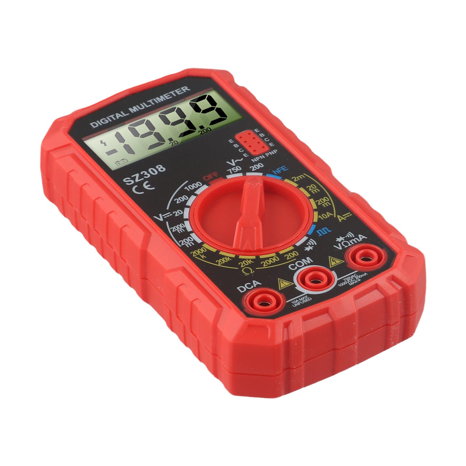 

Електричний мультиметр Sz308 Тестер Професійний інструмент РК-дисплей Вольтметр Вимірювальне обладнання Електричний мультиметр червоний