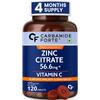 Carbamide Forte Zinc Citrate with Vitamin C | Zinc Supplements for Men & Women with 100% RDA Zinc | Immunity & Cellular Health Support - 120 Tablets