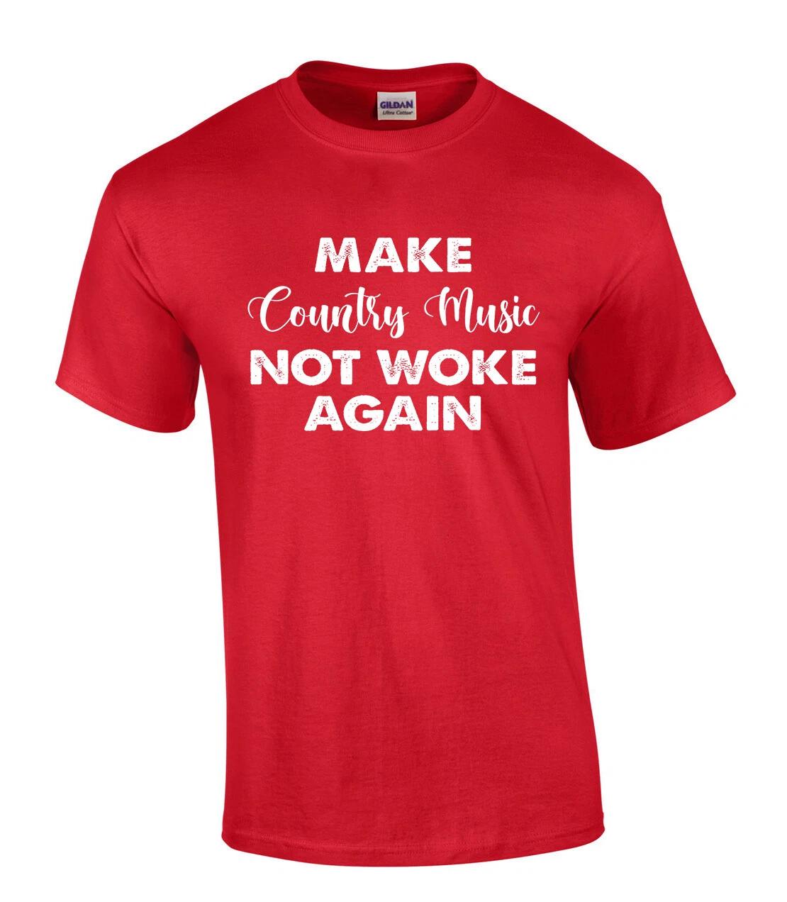 Make Country Music Not Woke Again Funny Mens Short Sleeve T-Shirt Graphic Tee S
