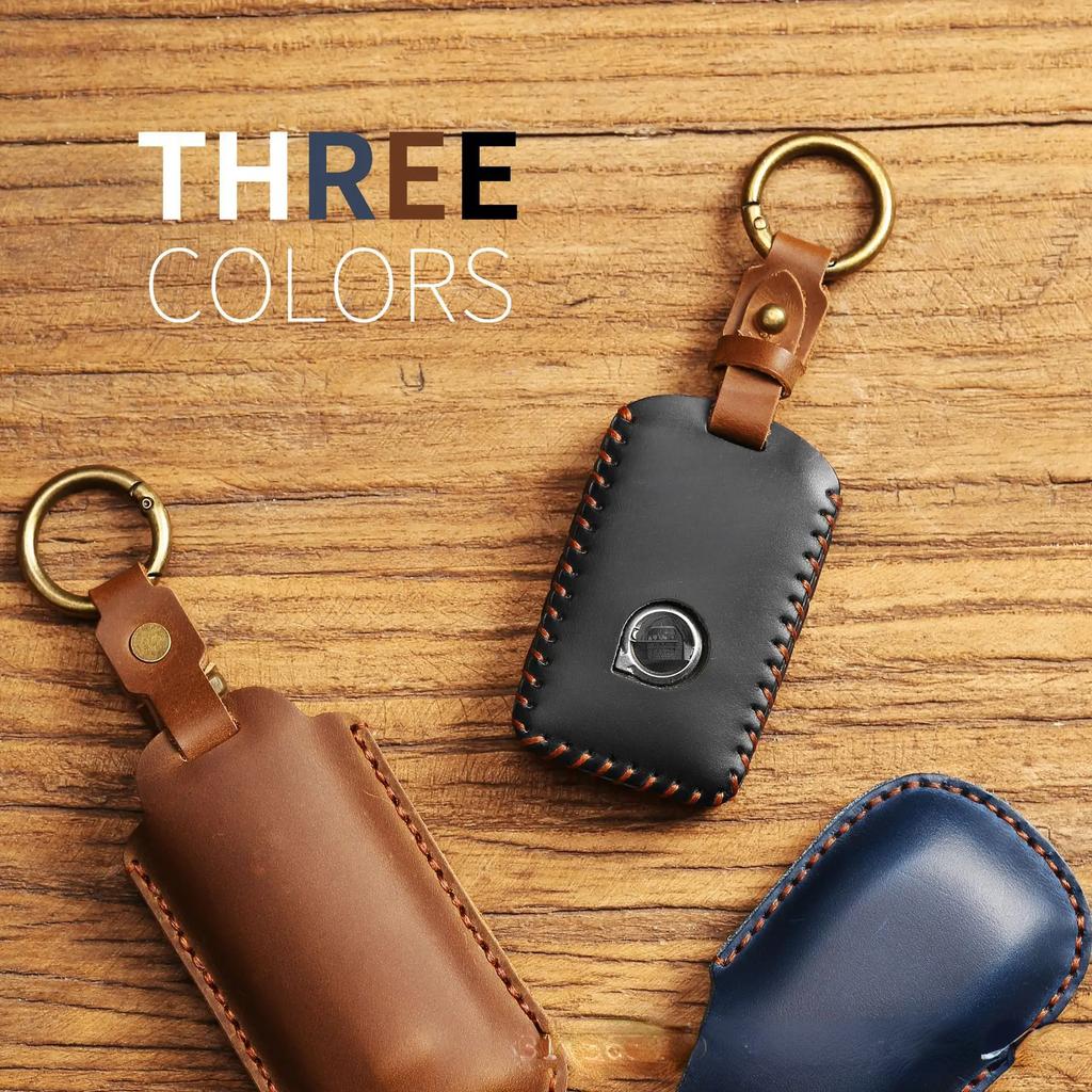 For Volvo Xc60 S90 Xc90 Xc40 Car Key Case Cover Key Fob Holder Remote Leather Pure Handwork Free Keychain Quantity Customized