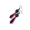 Retro Victoria Black Hollowed-out Flower Plate Rose-red Teardrop-shaped Dangle Earrings for Women Charm Gothic Jewelry Accessory