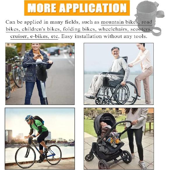 Bike Water Bottle Holder Bicycle Handlebar Phone Holder Mesh Pocket Universal Fit Mountain Road E-Bike Kids Bike Wheelchair 6