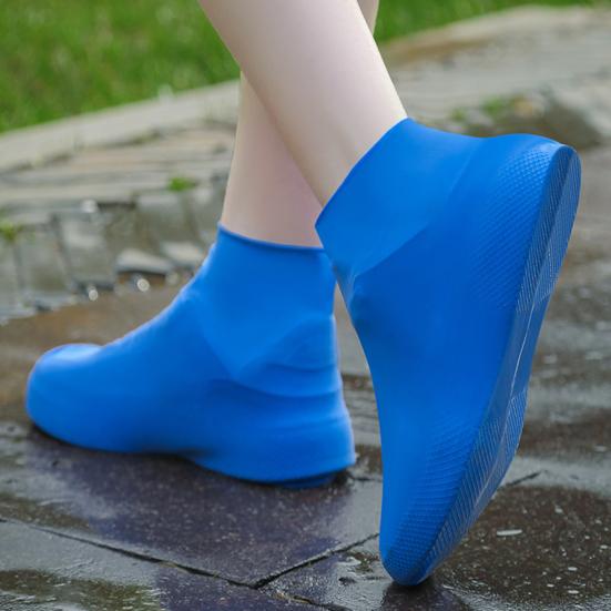 1 Pair Rain Shoe Cover Waterproof Thickened Silicone Lightweight Foldable Design Easy