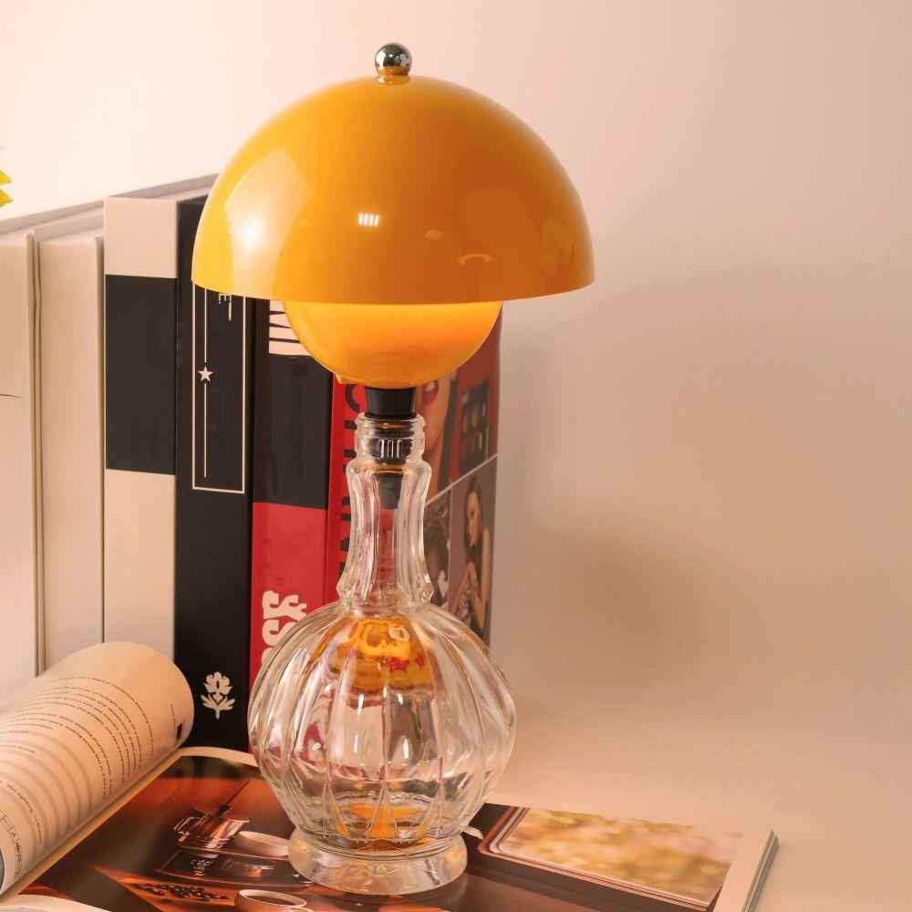 Rechargeable Bottle Lamp 3 Color Touch Dimming Table Lamp Mushroom Bottle Head Stepless Dimming Ambient Fixture Restaurant