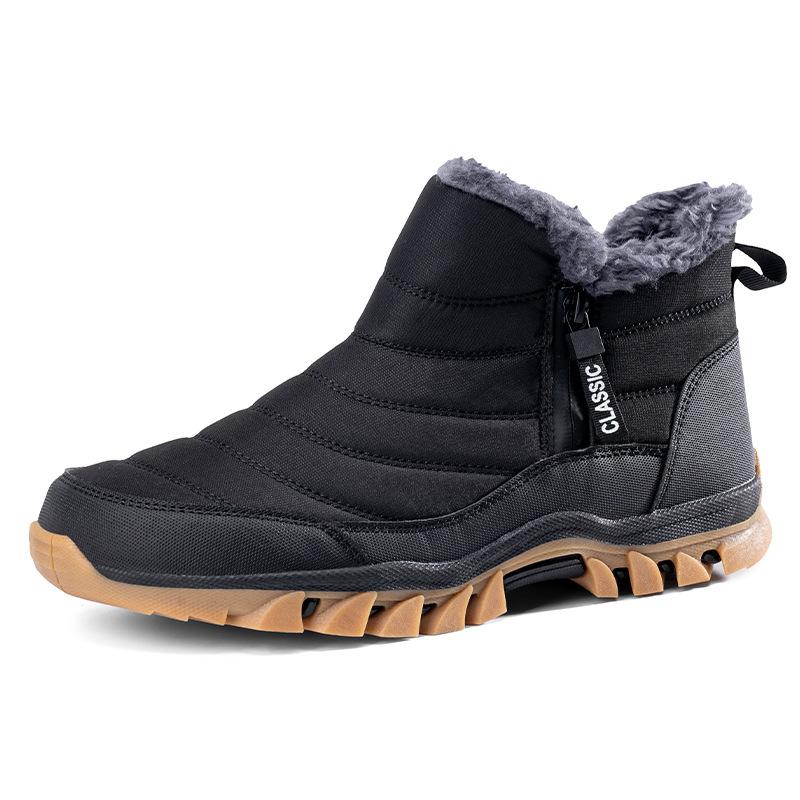 Winter cotton shoes high waist double zipper snow boots waterproof and non-slip velvet warm thickened medium shoes