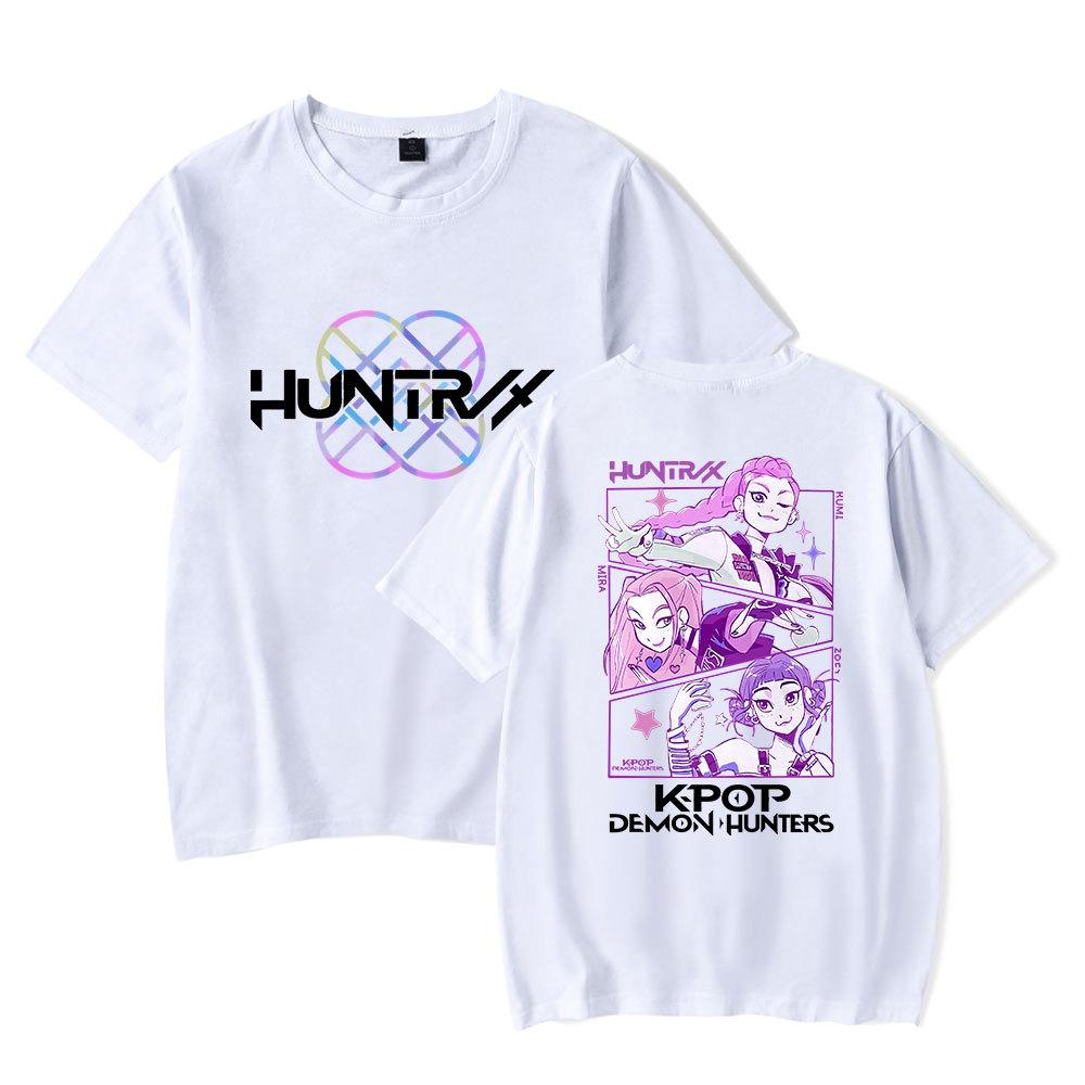 Anime KPop Demon Hunters Huntrix Tshirt Men Women Fashion Cotton T Shirt Summer Unisex Crewneck Short Sleeve  Streetwear Tees