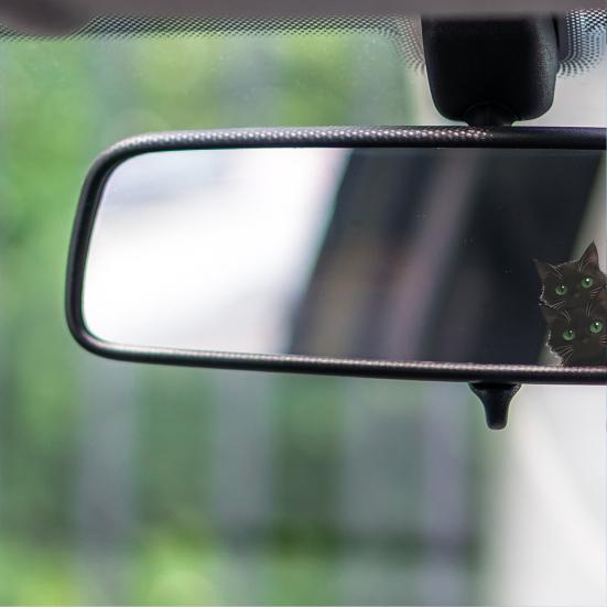 Yousheng Car Sticker, Waterproof PVC Self-adhesive No Trace Auto Decal, Black Cat Pattern Funny Sticker for Windows Mirrors Trunks Car