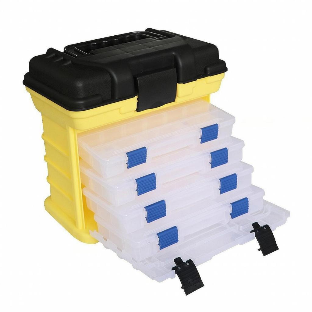 Tackle Organizer Lightweight Fishing Box with 4Layer Drawers Compact for Boat Trips Red