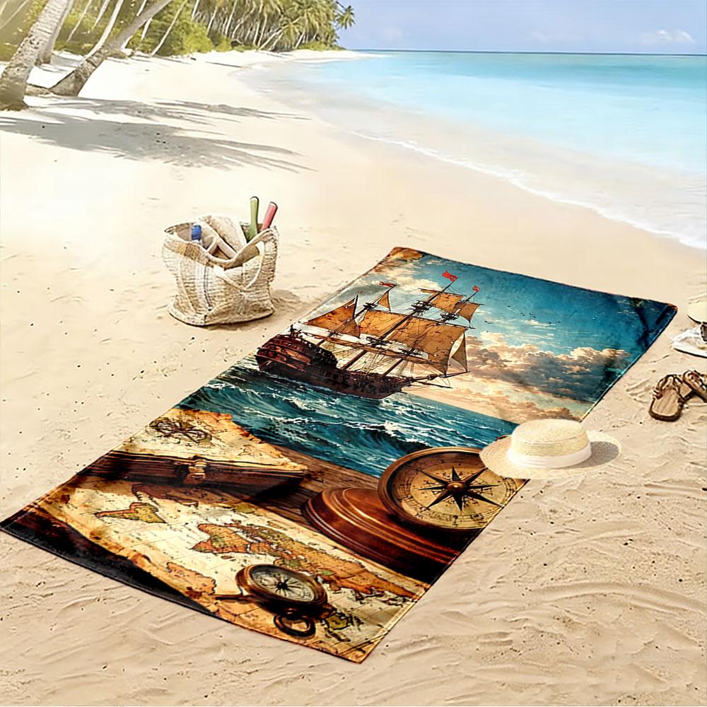 Vintage Nautical Ship Design A must-have beach towel for beach travel