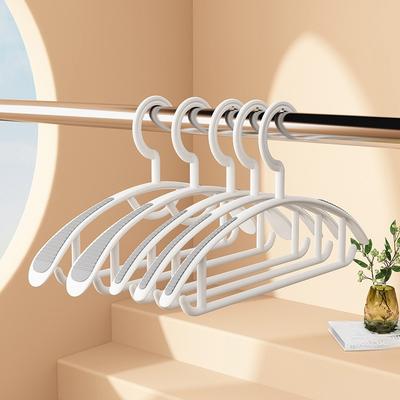 5pcs/10pcs Wide Shoulder Clothes Hanger Household Clothes Hanging Plastic Non-marking Non-slip Clothes Hanger Adult Anti-shoulde