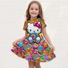 New Summer Girls Dress Fashion Cartoon Cute Cinnamoroll &Hello Kitty 3D Printing