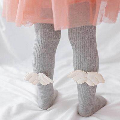 1 pora mielų pėdkelnių antblauzdžių kojinių mergaitei Medvilninės pavasario rudens pėdkelnės su Angel Wings Kawaii kojinėmis 0–6 metų kūdikiui