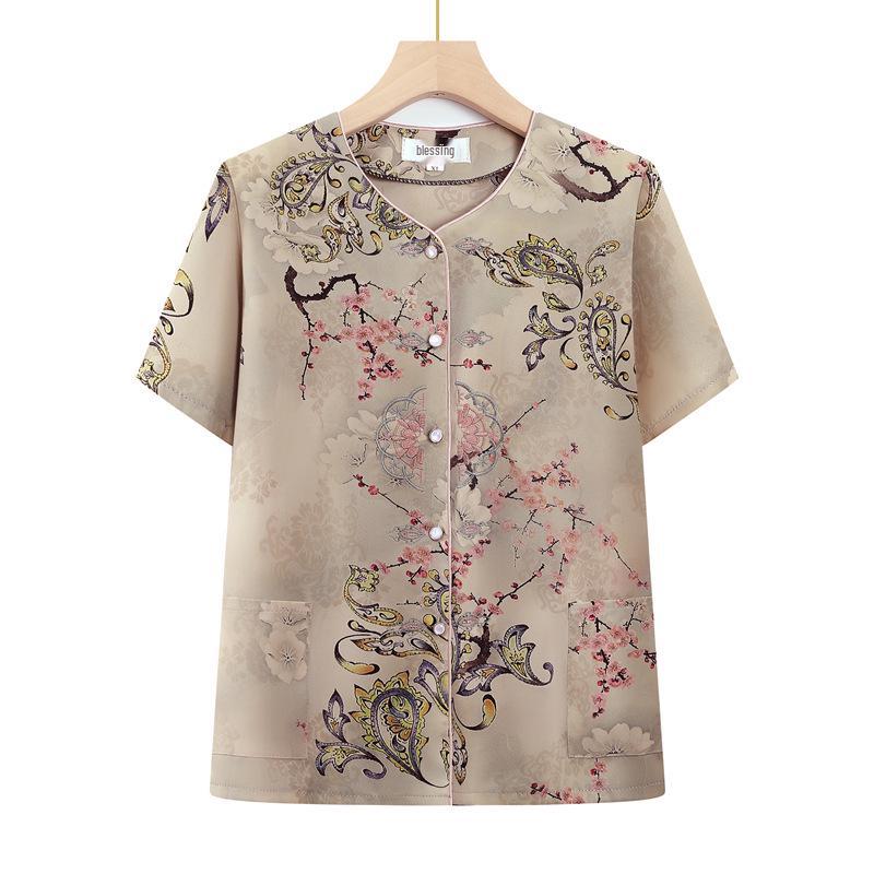 Stylish Summer Short-Sleeve Shirt for Elderly Women (80+)