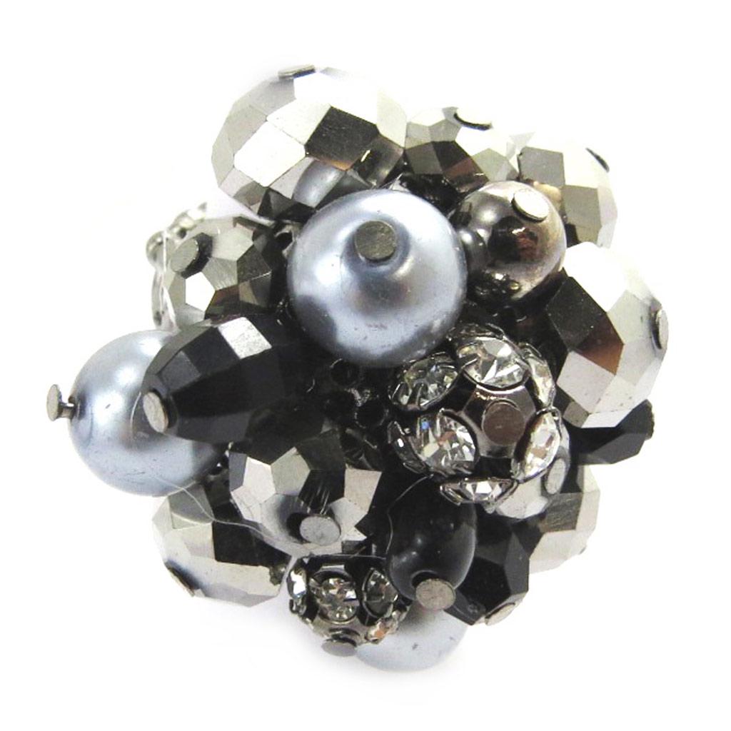 Les Trésors De Lily [M2573] - Anthracite Gray 'Sissi' Crystal Ring - 4 Cm