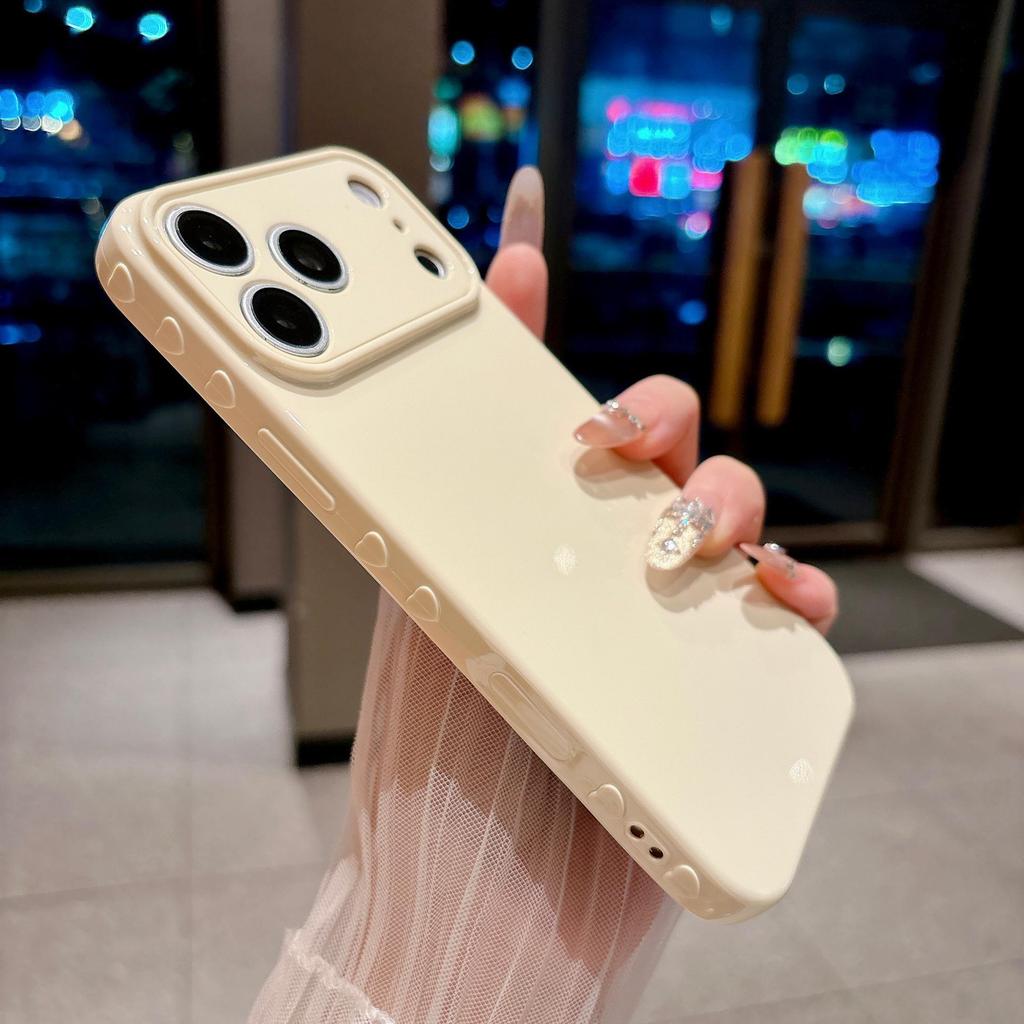Compatible with Apple 17 Pro Max Heart Side iPhone 16/15 Protective Silicone Cover for 14/13