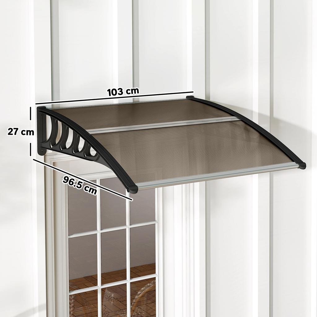 Front Door Canopy, Outdoor Awning, Rain Shelter for Window, Porch and Front/Back Door, 103 X 96.5 Cm, Brown