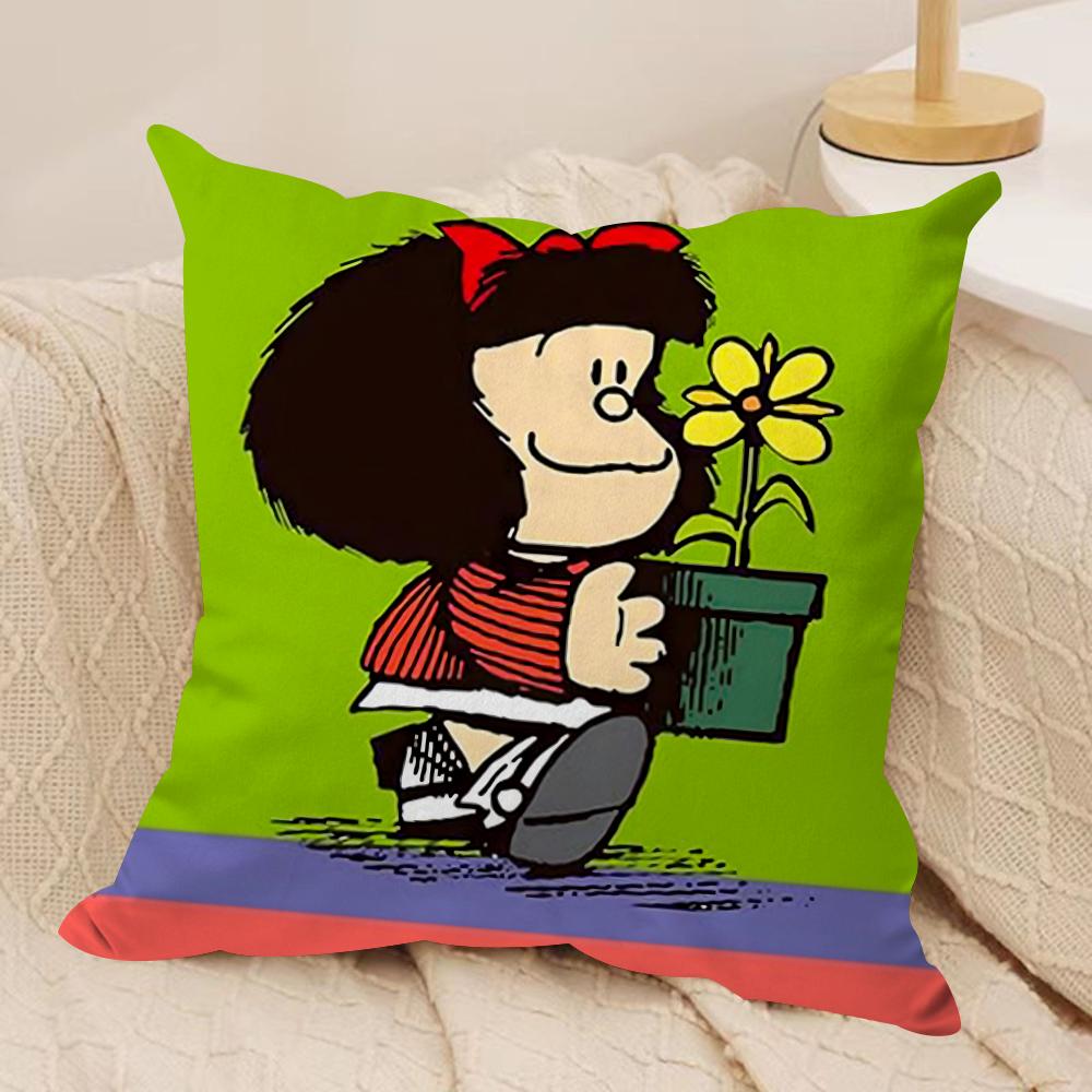 Cartoon MMafalda Cushion Cover Soft Plush DoubleSided Printed Sofa Pillow Cushion Cover Cozy AllSeason Durable Decor Gift