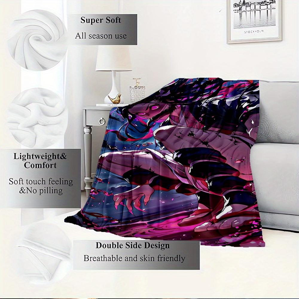 For Demon Slayer: Kimetsu No Yaiba-Themed Flannel Blanket, Glam Style, Digital Print, All-Season Comfort, ,for Cozy Plush Flannel Cover104