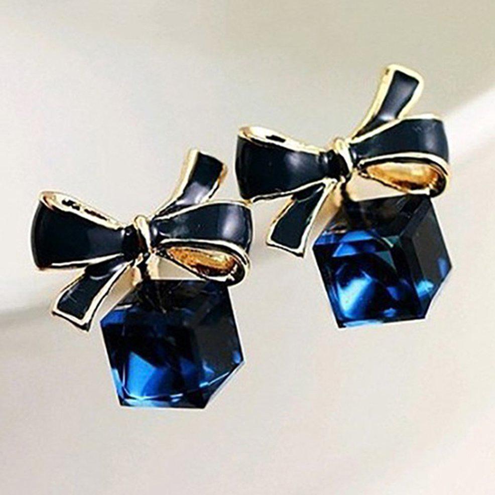 Mujeres Anti-Allergy Pendientes Damas Todos los partidos Ropa Bowknot Crystal Ear Studs Mujeres Anti-Allergy Pendientes Damas Todos los partidos Ropa Bowknot Crystal Ear Studs