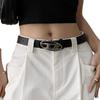 Modern Womens Black Denim Pants With Sleek Minimalist Design And Belt