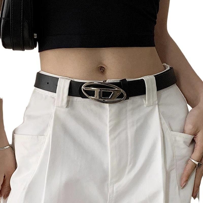 Modern Womens Black Denim Pants With Sleek Minimalist Design And Belt