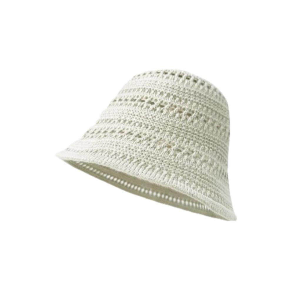 Summer Hollow Breathable Knitted Bucket Hat Thin Sun Hat Versatile Sunscreen New Bucket Basin Hat