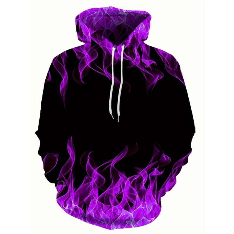 2025 Creative Flame 3D Print Hoodie, Cool Hoodies Mens,Spring Autumn Pullover Hooded Sweatshirt,Oversized Harajuku Y2k Clothes