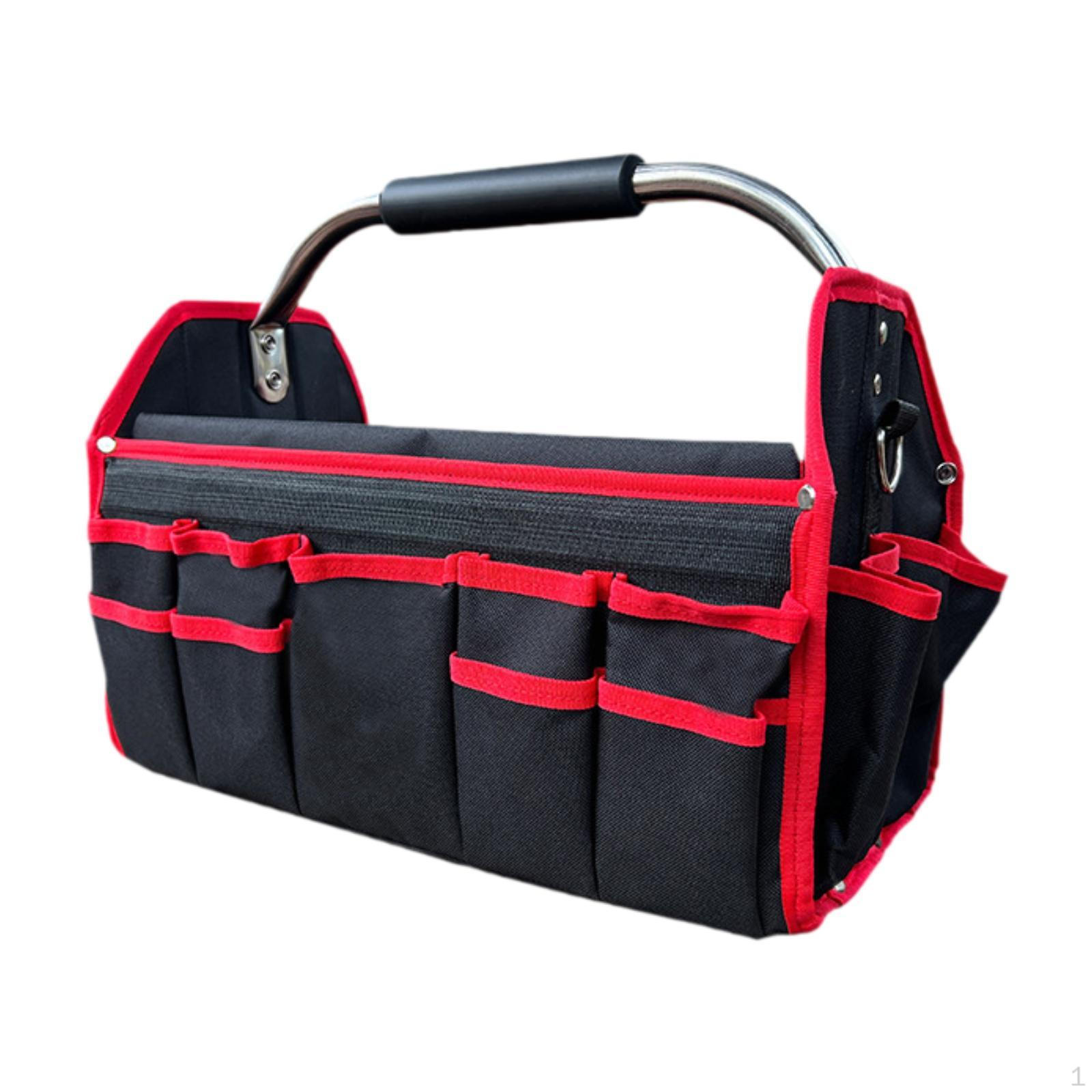 

16 Inch Foldable Tool Storage Bag Oxford Cloth Tote Adjustable Shoulder Strap for Carpenter червоний