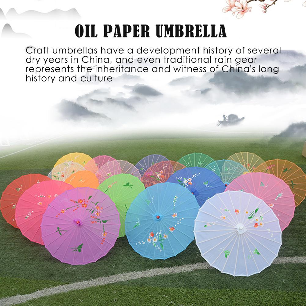 Vintage Chinese Oiled Paper Umbrella for Costumes Photography Bridesmaids Party Scenery Dance Props Wedding Decor Wooden Handle