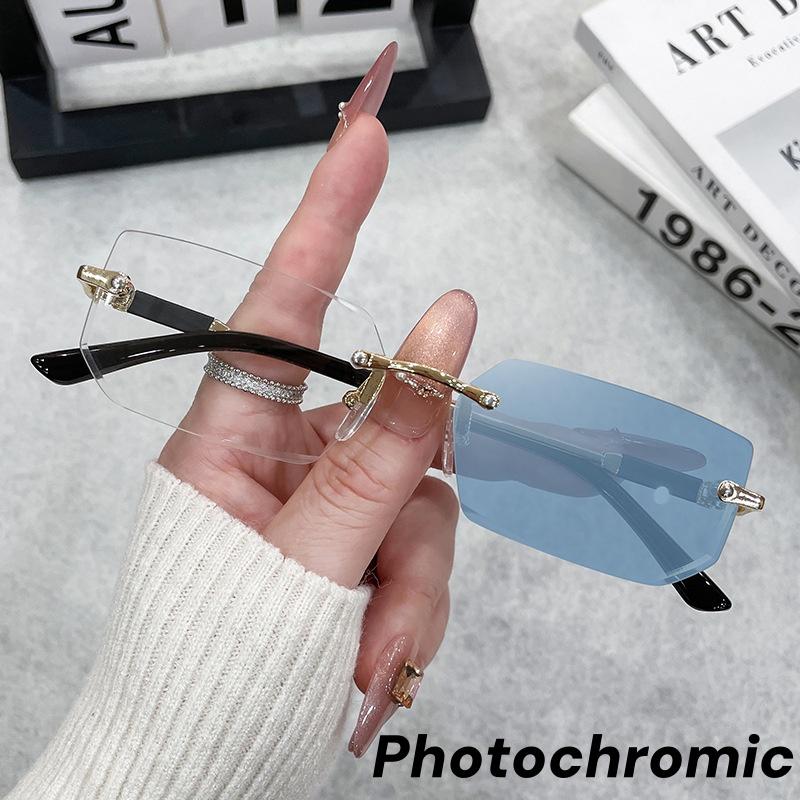 New Frameless Fashionable Sunglasses Personality UV400 Protection Outdoor Travel Street Photography Unisex Shades Glasses