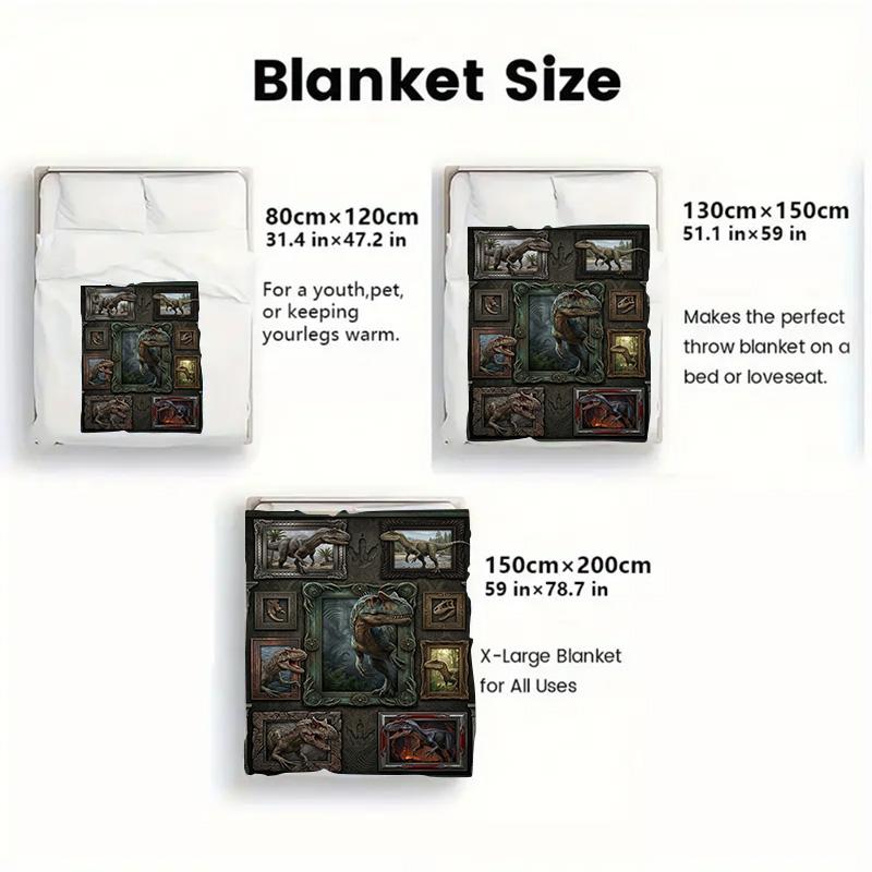Dinosaur Collection 2D Flat Pattern Flannel Blanket, High quality All Seasons, Home Decor, Warmth and Comfort, Perfect for Christmas Gifts.