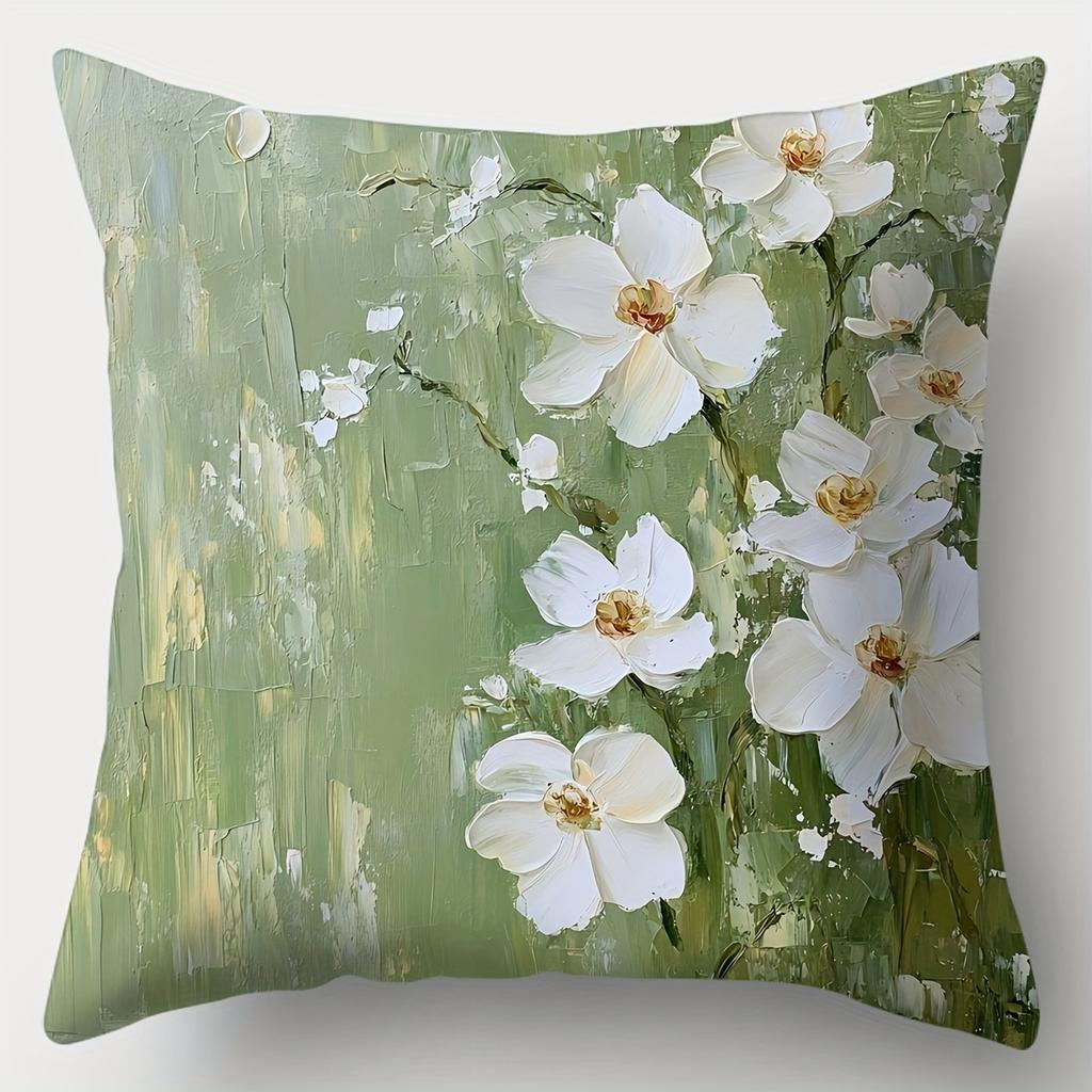 Home Decor Floral Lily Pattern Decorative Pillow Covers Pattern Cushion Cover Suitable for Sofa Bedroom Car Pillow Cover
