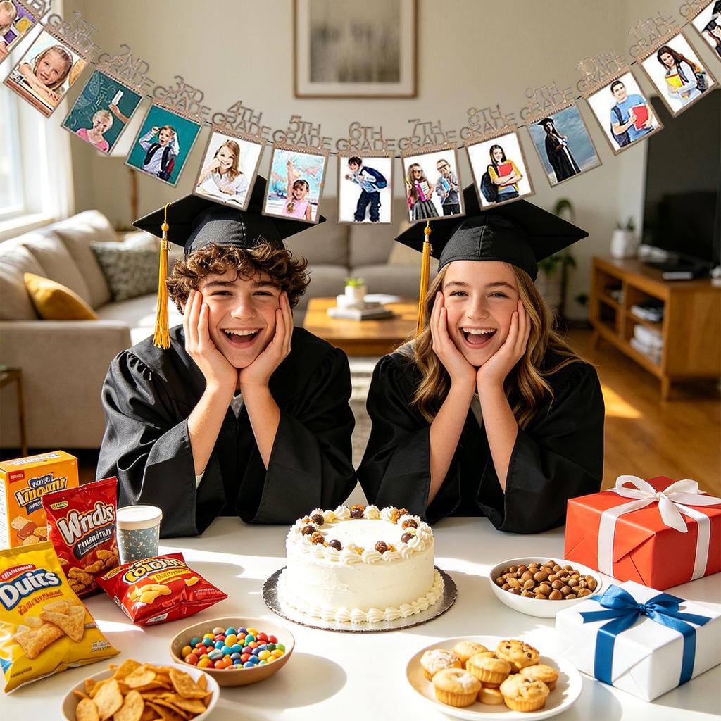 Graduation Photo Banner Set 5in x 7in Cardstock Hanging Decor for 2026 Graduation Party School Event Kindergarten High School University