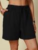 Pantaloncini Casual da Donna 2024 in Cotone e Lino con Vita Elastica e Coulisse