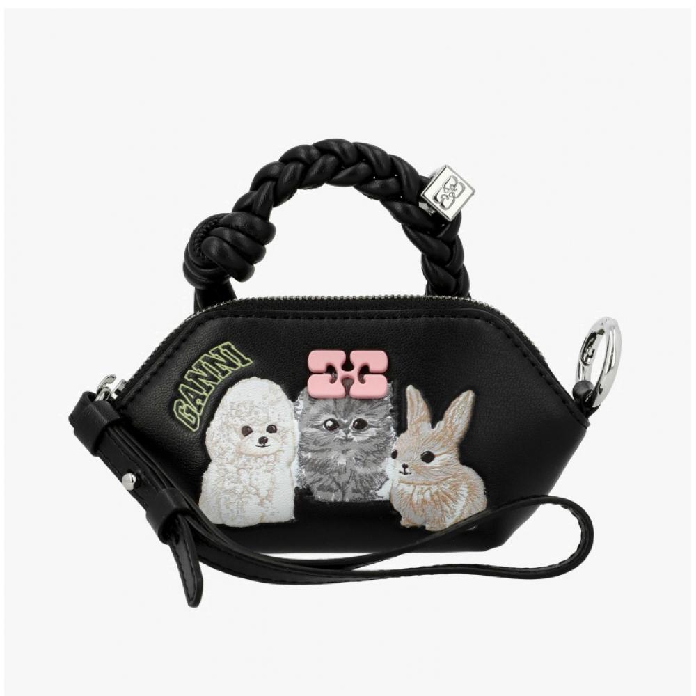 Ganni Animal Graphic Logo Bow Nano Tote Bag A6891 099