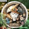 2D flat hanging decorative signs, interior wall or door decoration, the pattern is dwarf and coffee, interesting gifts for family and friends