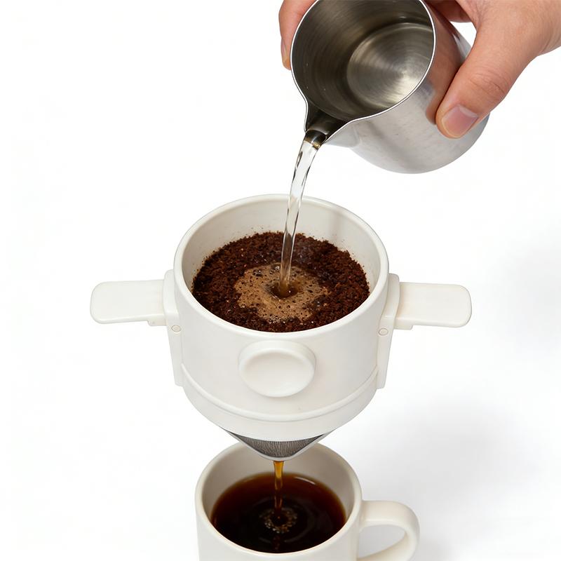 1PC Reusable Gifts Ear Hook Easy Pour Design Coffee Filter Portable With Foldable Dripper Office Stainless Steel Home