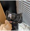 New fashion personalized millennial babes y2k babes black star denim underarm bag niche messenger chain bag